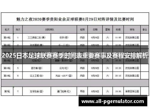 2025日本足球联赛赛季时间表重要赛事及赛程安排解析